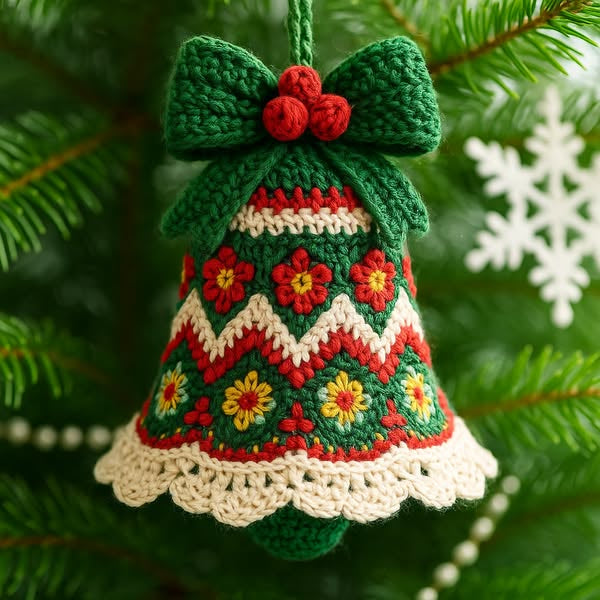 Handmade Christmas Magic 🎄 – DIY Crochet Bell Ornament Kit (Perfect Gift for Holiday Season)