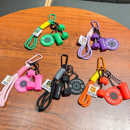 💪Fitness Keychain Set - MSilicone Dumbbell Kettlebell Weight Plate Keychains