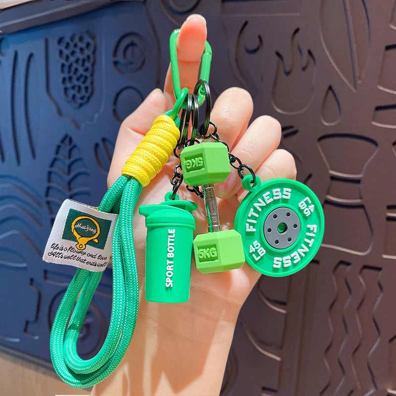 💪Fitness Keychain Set - MSilicone Dumbbell Kettlebell Weight Plate Keychains