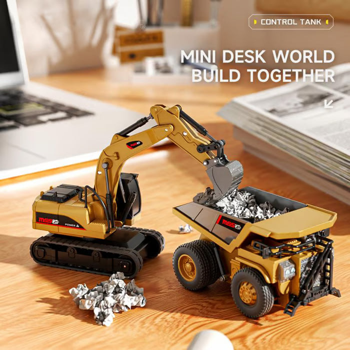 🚜 1:64 Premium Alloy Mini RC Construction Set – Forklift, Excavator & Dump Truck
