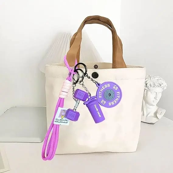 💪Fitness Keychain Set - MSilicone Dumbbell Kettlebell Weight Plate Keychains