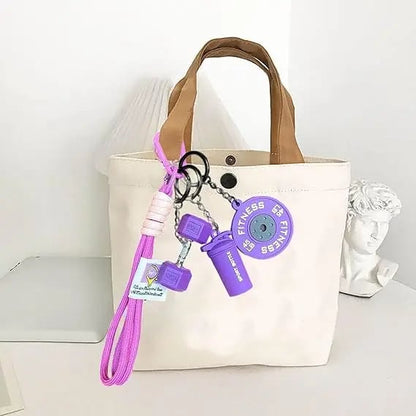 💪Fitness Keychain Set - MSilicone Dumbbell Kettlebell Weight Plate Keychains