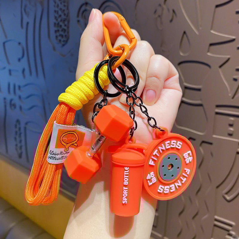 💪Fitness Keychain Set - MSilicone Dumbbell Kettlebell Weight Plate Keychains