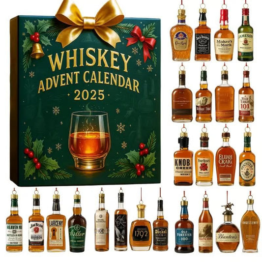 🥃 2025 Edition Whiskey Christmas Calendar Gift Box 🎄✨ | 24 Daily Acrylic Flat Whiskey Samples (Non-Physical) 🎅🛎️ | Power-Free, Ideal Christmas Party Gift & Festive Home/Kitchen Decoration 🏠🎁