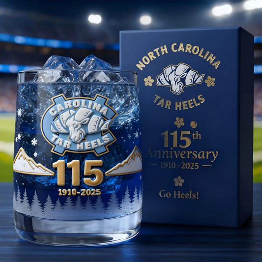 UNC TAR HEELS 115THANNIVERSARY WHISKEYGLASS