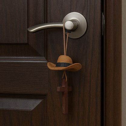 🤠 Cowboy Hat & Cross Car Charm | A Ride with Style & Faith 🚗✨