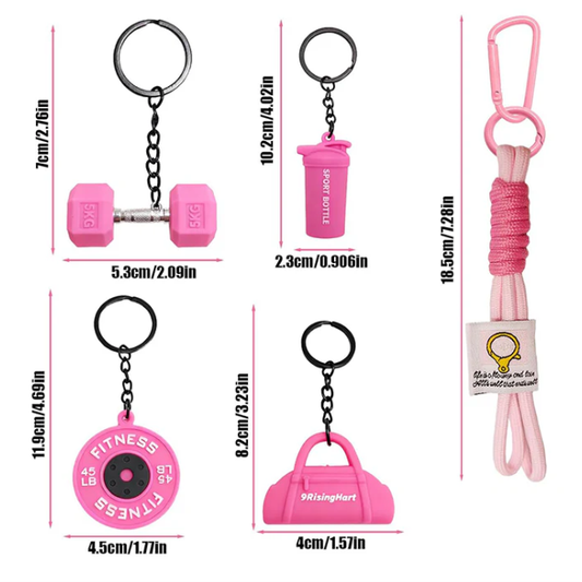 💪Fitness Keychain Set - MSilicone Dumbbell Kettlebell Weight Plate Keychains