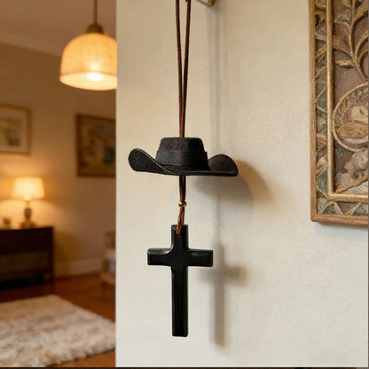 🤠 Cowboy Hat & Cross Car Charm | A Ride with Style & Faith 🚗✨