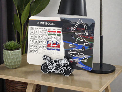 MotoGP 2026 Calendar | MotoGP Race Schedule | Motorsport Gift For Motorcycle Fan | MotoGP Desktop Calendar | Christmas Stocking Stuffer
