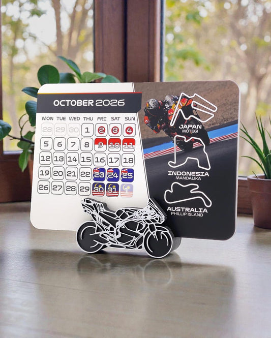 MotoGP 2026 Calendar | MotoGP Race Schedule | Motorsport Gift For Motorcycle Fan | MotoGP Desktop Calendar | Christmas Stocking Stuffer