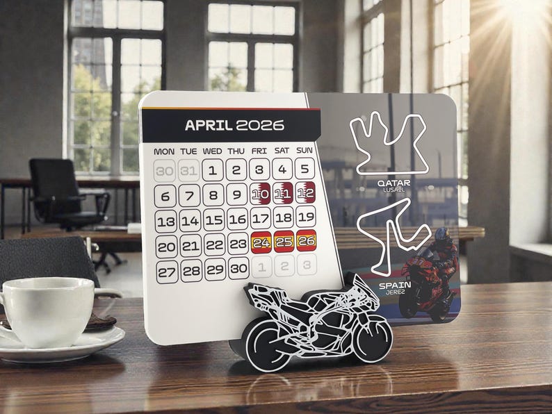 MotoGP 2026 Calendar | MotoGP Race Schedule | Motorsport Gift For Motorcycle Fan | MotoGP Desktop Calendar | Christmas Stocking Stuffer