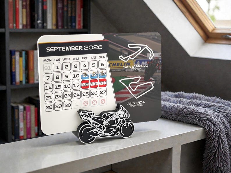 MotoGP 2026 Calendar | MotoGP Race Schedule | Motorsport Gift For Motorcycle Fan | MotoGP Desktop Calendar | Christmas Stocking Stuffer