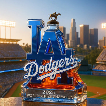 Celebrate the Los Angeles Dodgers winning the 2025 World Series championship whiskey bottle