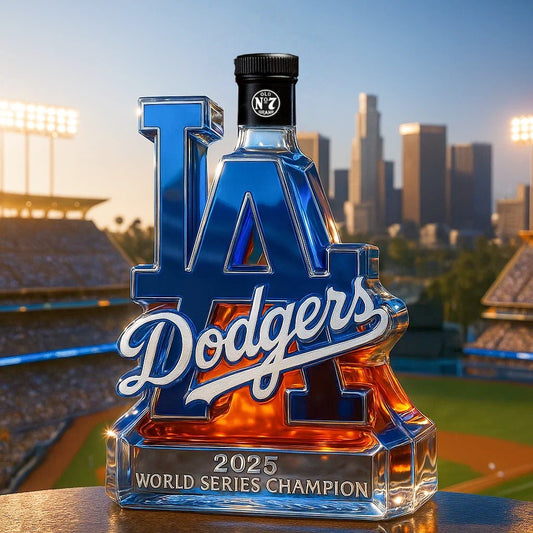 Celebrate the Los Angeles Dodgers winning the 2025 World Series championship whiskey bottle
