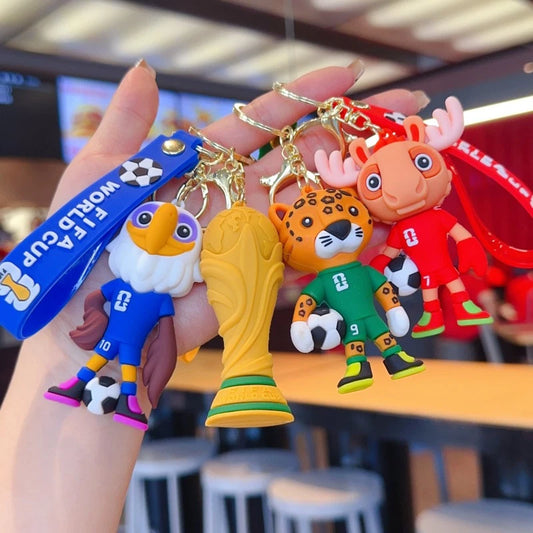 2026 World Cup keychain cartoon mascot pendant fan merchandise car decoration